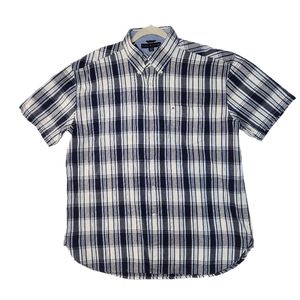 Tommy Hilfiger, Short Sleave Cotton Shirt Blue and White Plaid